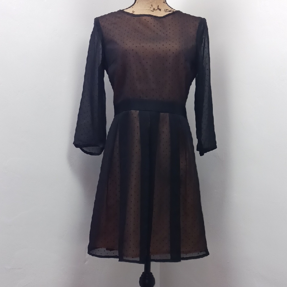 H&M Women's Casual Black Sheer Long Sleeve Dress Size 8